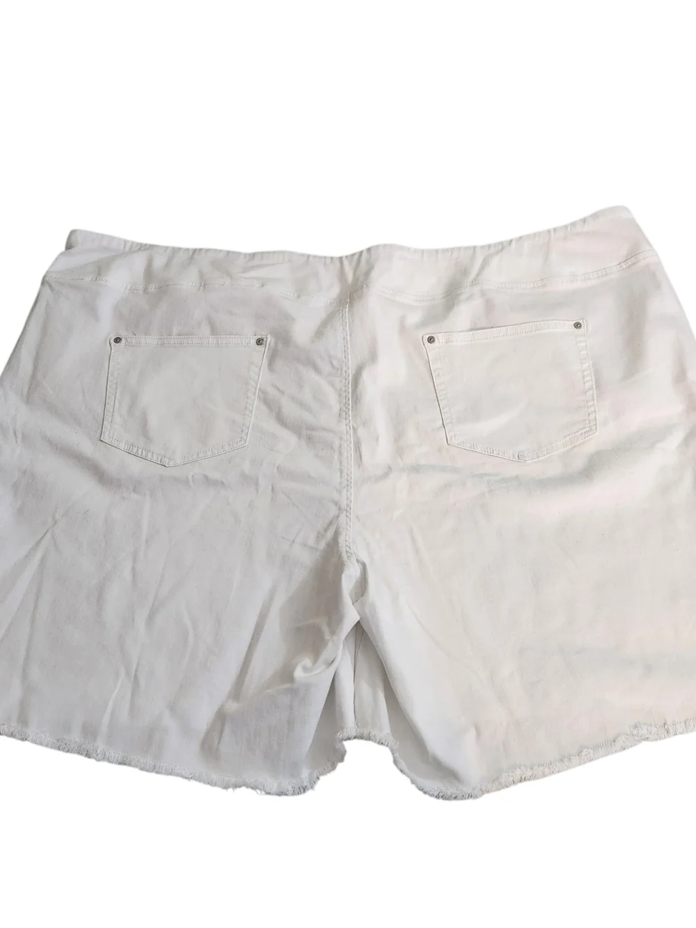 Belle by Kim Gravel White Denim Shorts with Frayed Hem